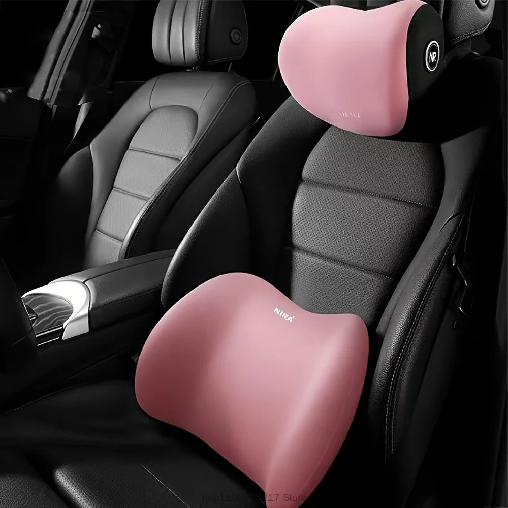 Car Seat Neck Pillow Adjustable Lumbar Support Headrest Waist lumbar Cushion Car Seat Memory Foam Car Travel Interior Accessorie