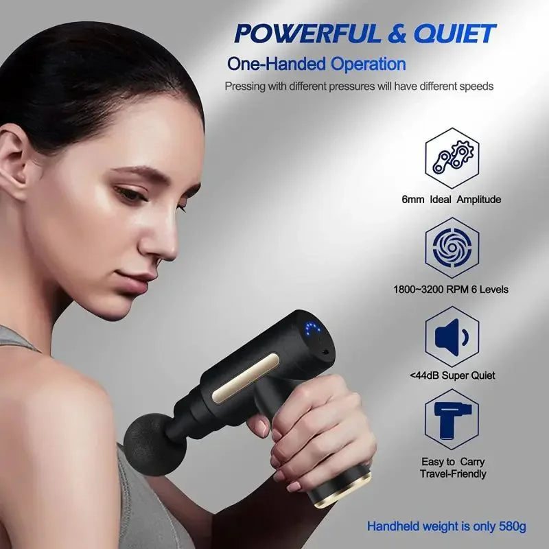 2024Portable Fascia Gun Deep Tissue Mini Massage Gun Lightweight Adjustable Speed Whole Body Massage Equipment Neck Body Massage