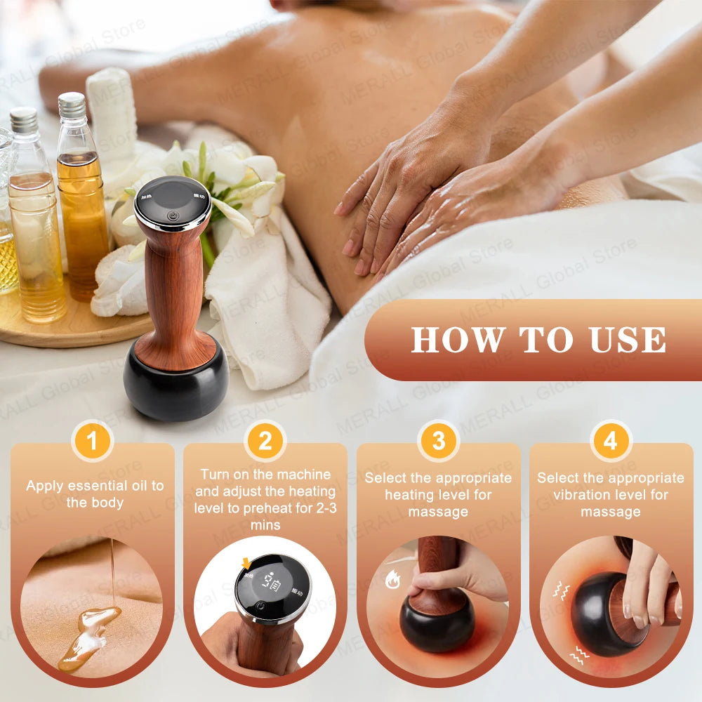 Electric Hot Stone Massager Warm Moxibustion Guasha Tool Wireless Hot Compress Body Scraping Physiotherapy Back Face Massage