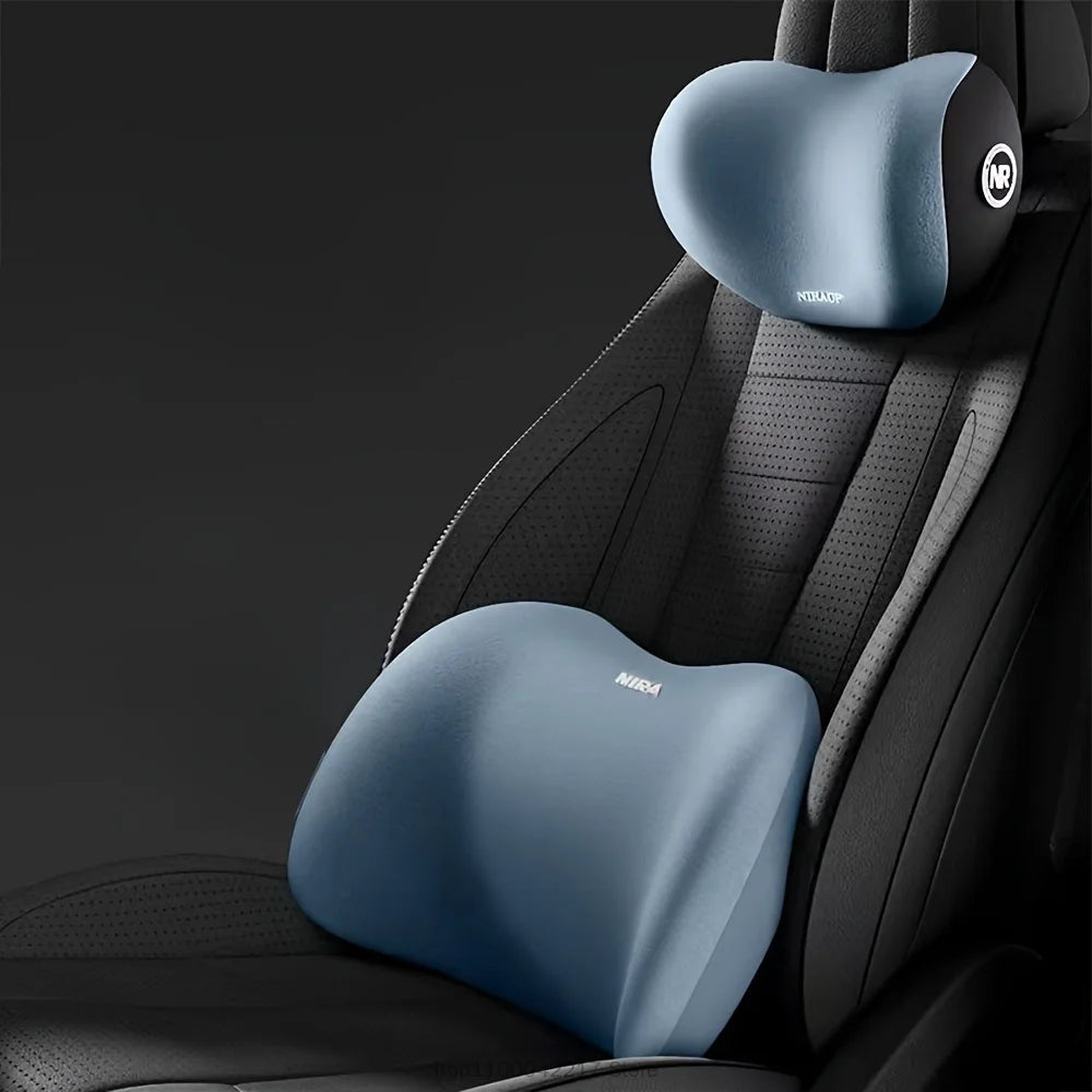 Car Seat Neck Pillow Adjustable Lumbar Support Headrest Waist lumbar Cushion Car Seat Memory Foam Car Travel Interior Accessorie