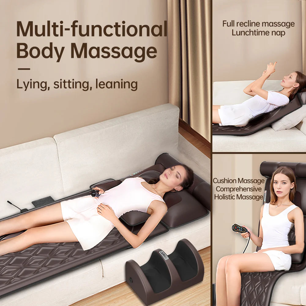 Massage Mat with Heat, Full Body Vibration Massage Pad with Shiatsu Neck& Foot Massager, for Neck, Back, Waist,mother's day gift