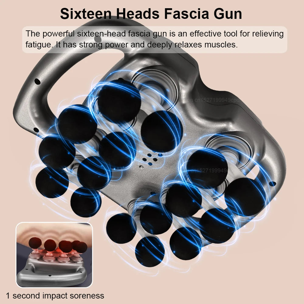 Fascia Gun Muscle Massage Gun Body Shoulder Waist Neck Leg Fascia Gun Deep Tissue Muscle Professional 16 head Massage Machine