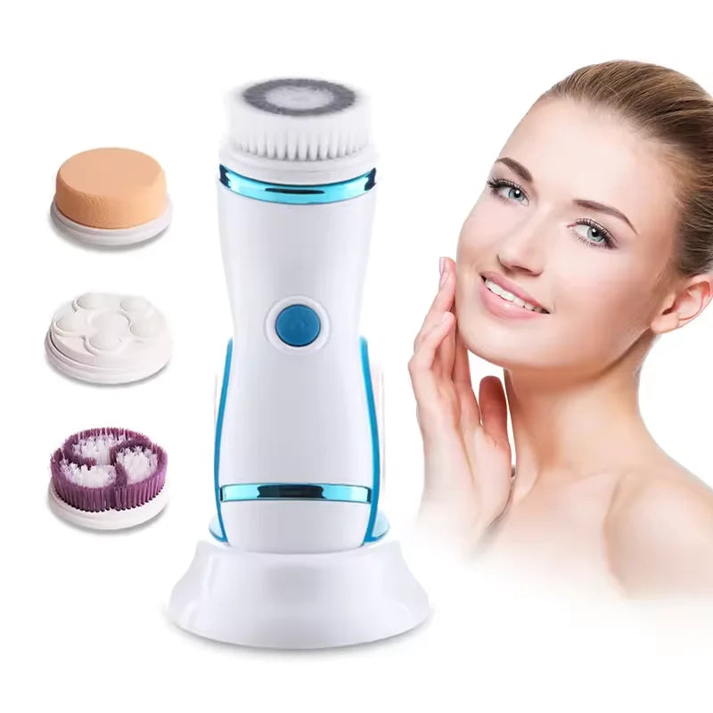 Electric Facial Cleansing Brush Massager Waterproof Silicone Sonic Face Massage Cleaner Deep Pore Face Cleansing Brush Device