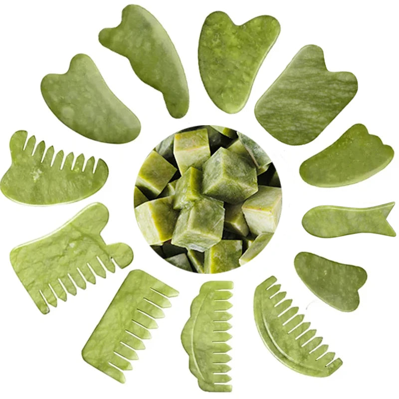 Natural Jade Stone Gua Sha Board SPA Acupuncture Gouache Scraper Massager Skin Beauty Facial Lifting Care Scraping Massage Tools