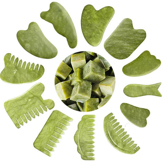 Natural Jade Stone Gua Sha Board SPA Acupuncture Gouache Scraper Massager Skin Beauty Facial Lifting Care Scraping Massage Tools