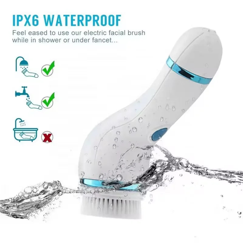 Electric Facial Cleansing Brush Massager Waterproof Silicone Sonic Face Massage Cleaner Deep Pore Face Cleansing Brush Device