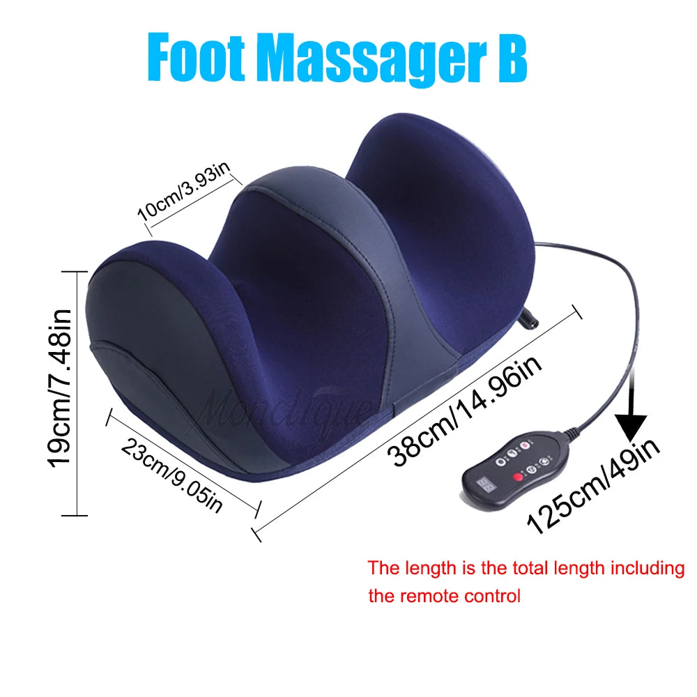 Super Big Electric Foot Leg Massager Deep Tissue Shiatsu Kneading Relax Heated Roller Calf Relieve Stress Care Foot Machine Tool