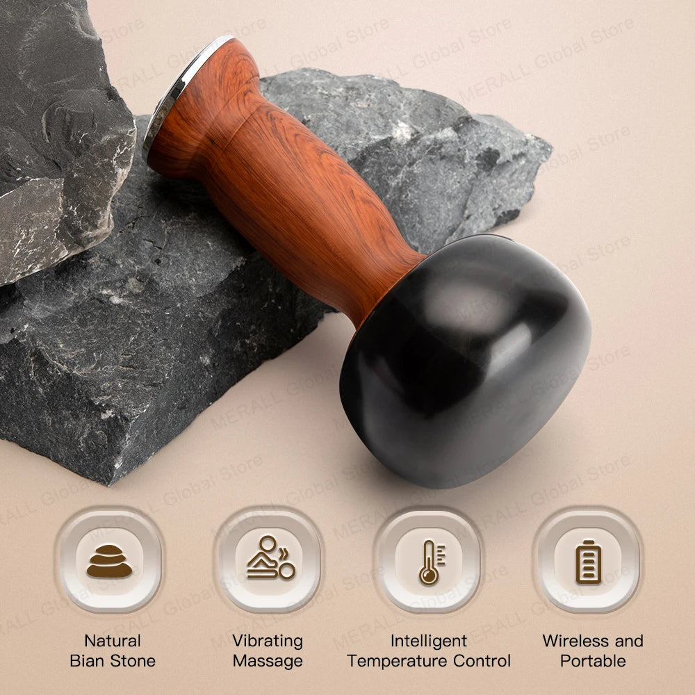Electric Hot Stone Massager Warm Moxibustion Guasha Tool Wireless Hot Compress Body Scraping Physiotherapy Back Face Massage
