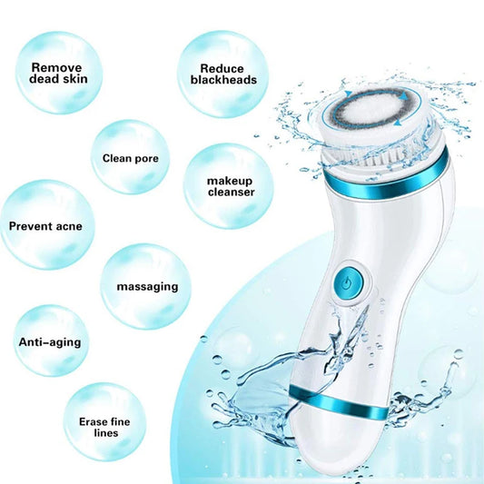 Electric Facial Cleansing Brush Massager Waterproof Silicone Sonic Face Massage Cleaner Deep Pore Face Cleansing Brush Device