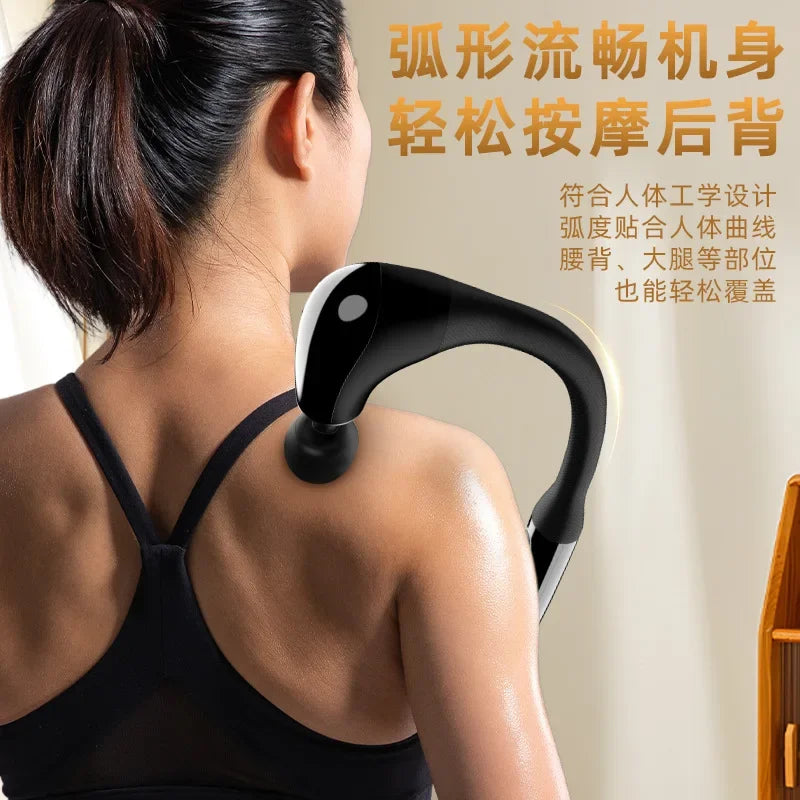 Fascial Massage Gun with Bent Long Handle,High-frequency Vibration Portable Deep Body Massager for Muscle Soreness and Fatigue