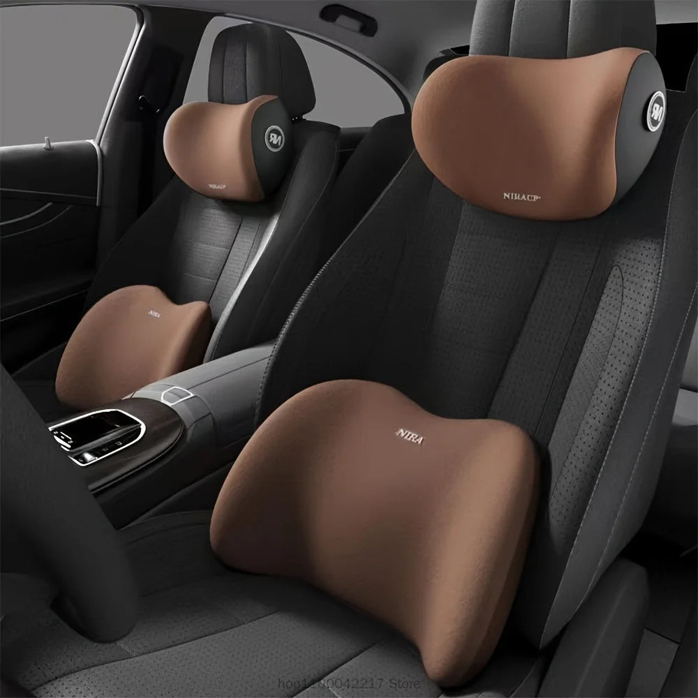 Car Seat Neck Pillow Adjustable Lumbar Support Headrest Waist lumbar Cushion Car Seat Memory Foam Car Travel Interior Accessorie