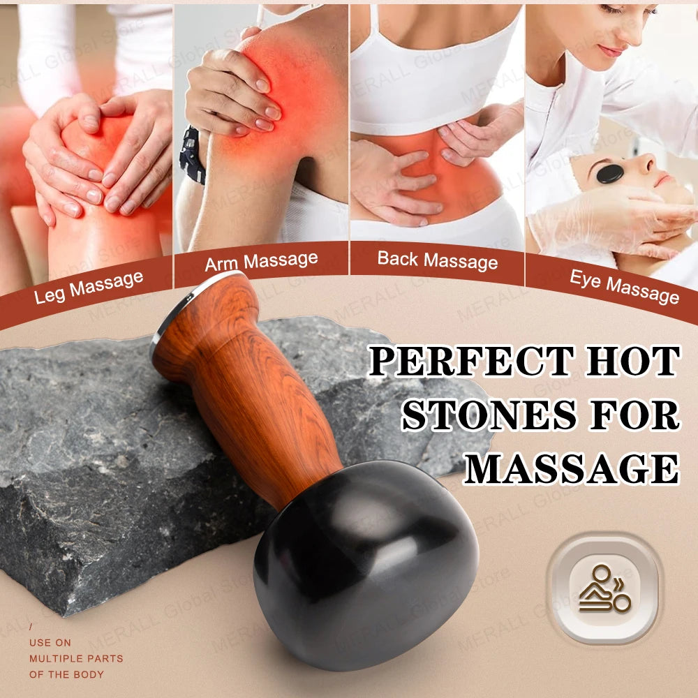 Electric Hot Stone Massager Warm Moxibustion Guasha Tool Wireless Hot Compress Body Scraping Physiotherapy Back Face Massage