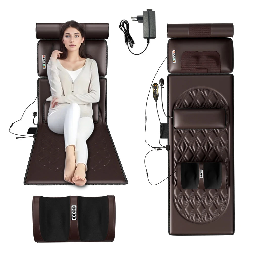 Massage Mat with Heat, Full Body Vibration Massage Pad with Shiatsu Neck& Foot Massager, for Neck, Back, Waist,mother's day gift