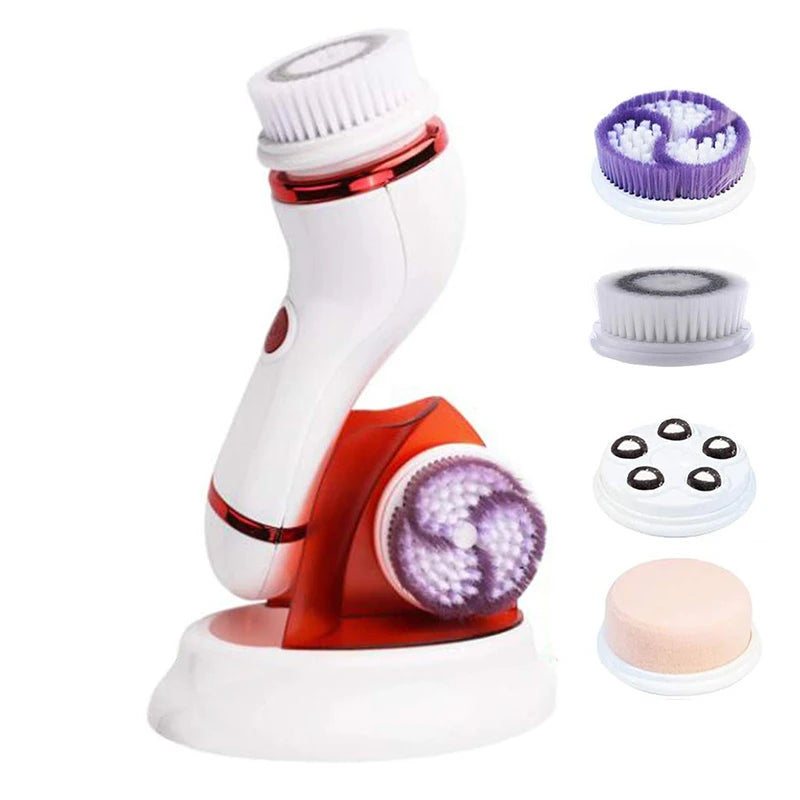 Electric Facial Cleansing Brush Massager Waterproof Silicone Sonic Face Massage Cleaner Deep Pore Face Cleansing Brush Device